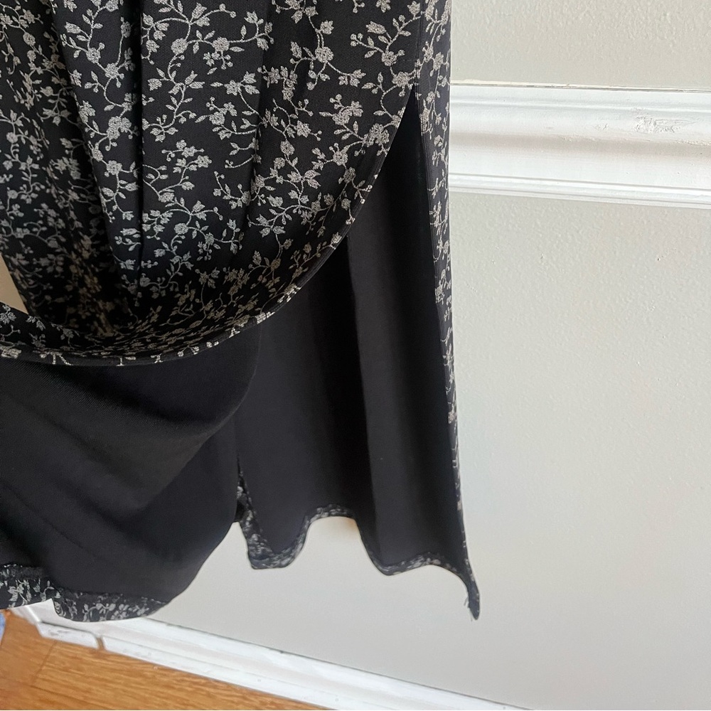 Vintage 90s/2000s GAP Flora Maxi Dress Sleeveless V-Neck Black/Gray Y2K Sz L - Picture 7 of 9